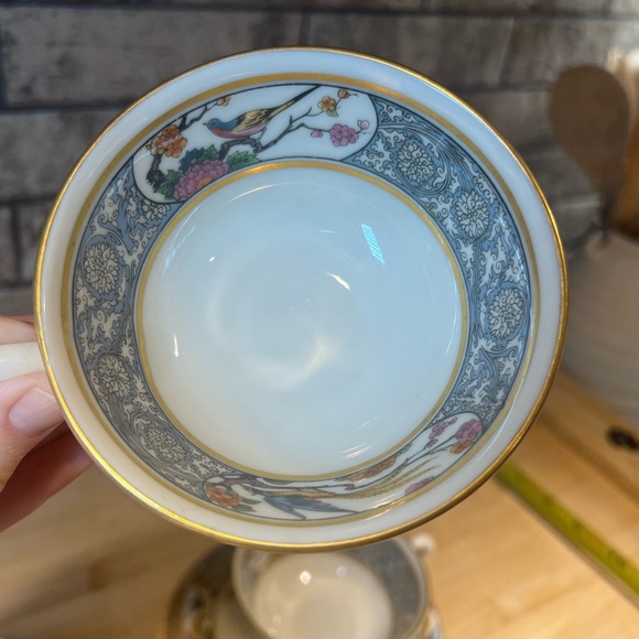 Vintage Lenox Ming-Birds Set of 3 cups and 3 saucers 1953-63 Gold Back Stamp - Picture 4 of 8